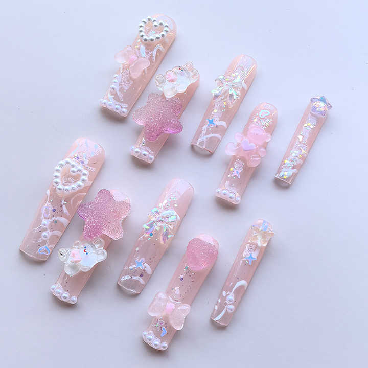 Manufacturer Customized Pink Charming French Long Nail Set 