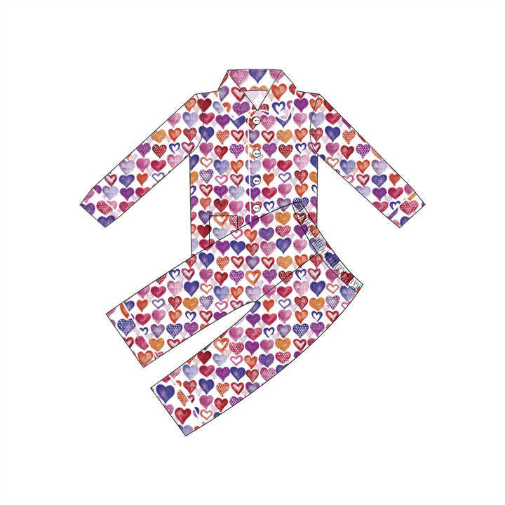 Qingli OEM Custom Factory Heart-Shape Newborn Baby Sleepwear Set 