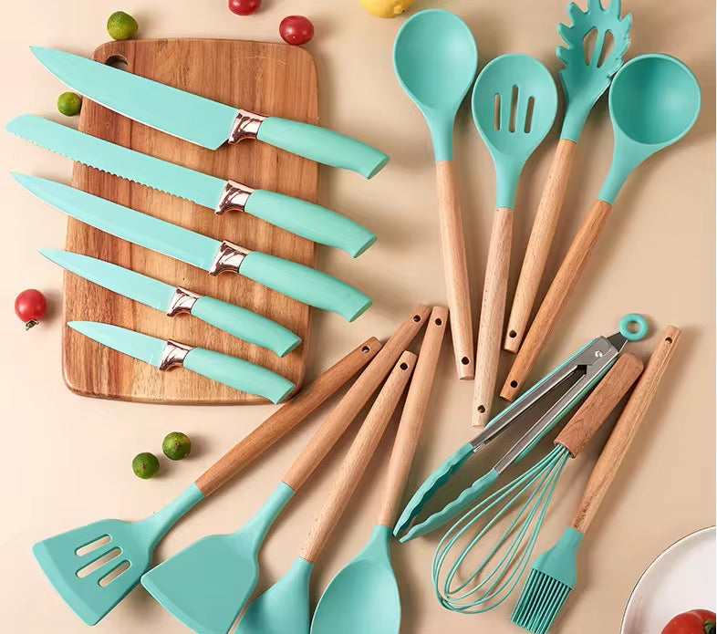 Sets Kitchen Spoon With Wooden Handle