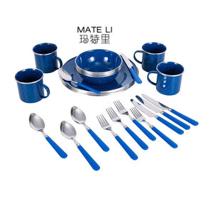 مجموعة أدوات مائدة للتخييم الفاخرة صحون