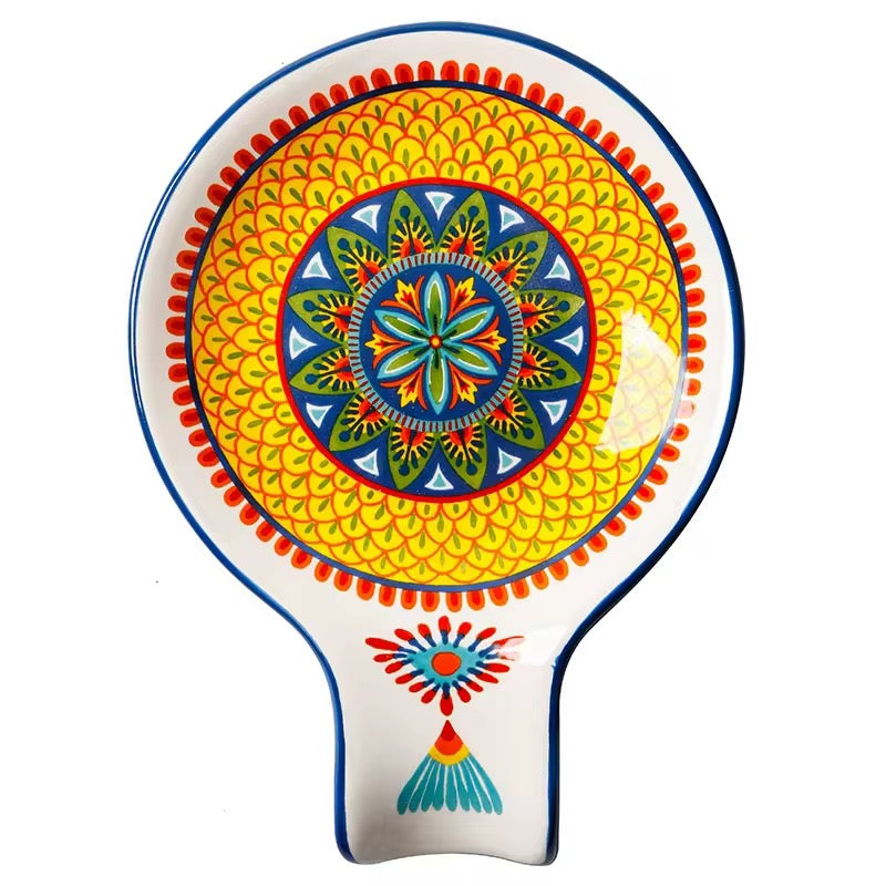 حامل أطباق أدوات المطبخ من السيراميك مع حامل ملاعق -  Kitchen Accessory Utensil Dishes Rack Ceramic Spoon