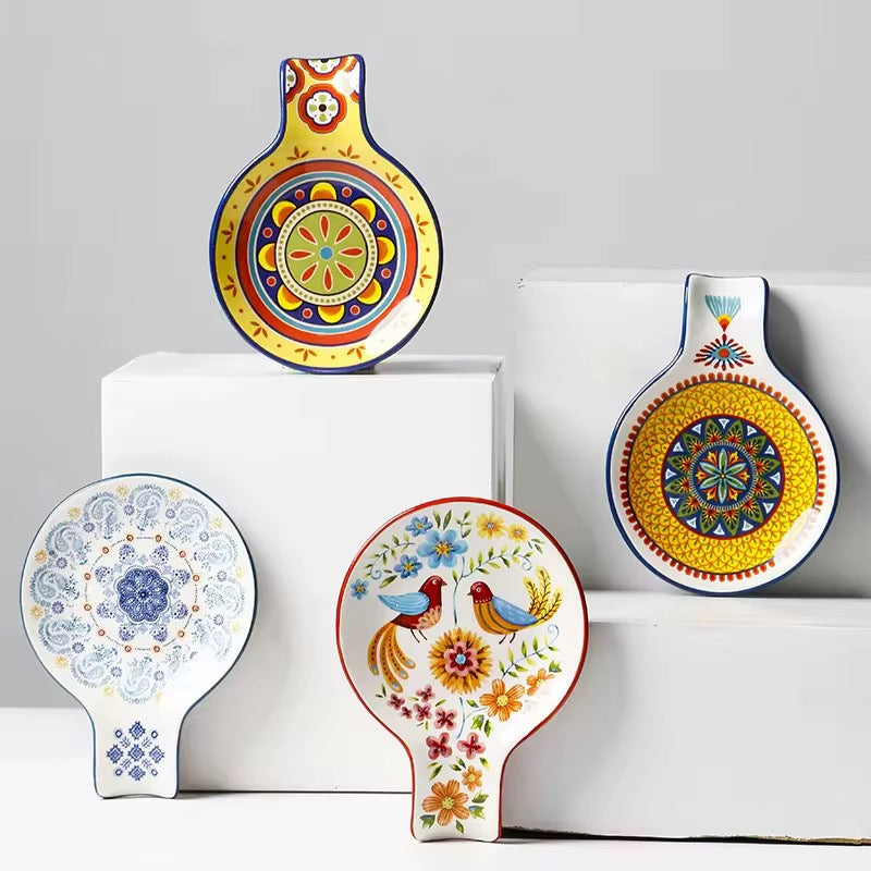 حامل أطباق أدوات المطبخ من السيراميك مع حامل ملاعق -  Kitchen Accessory Utensil Dishes Rack Ceramic Spoon