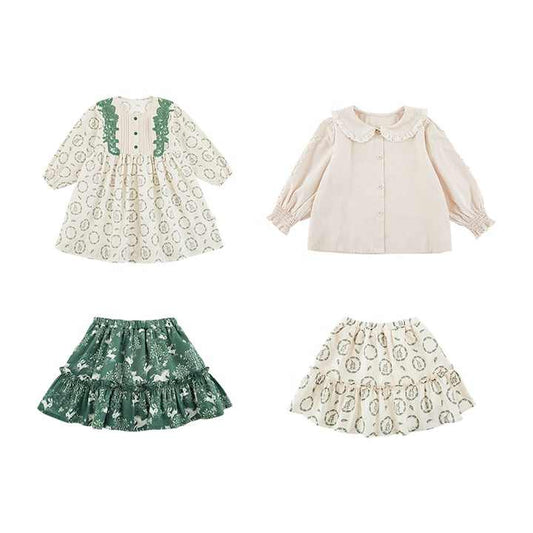YOEHYAUL 100% Cotton Baby Girls Shirt and Dresses Clothes Toddler Girls Dress Sets 