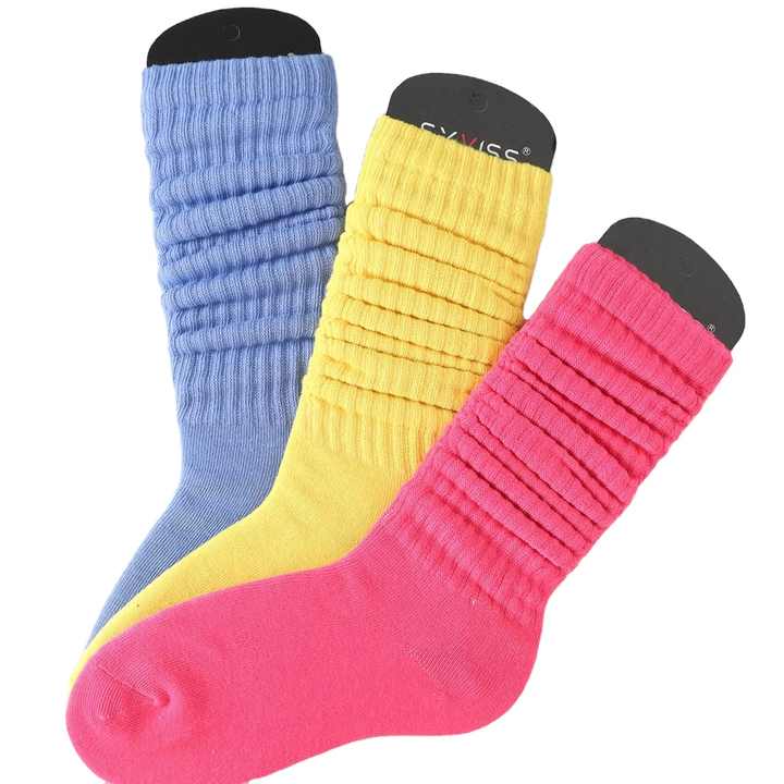 High Women Slouch Socks With 3 Packs Women's Loose Fluffy Thick Thread Socks Assorted Colors Loose Socks 