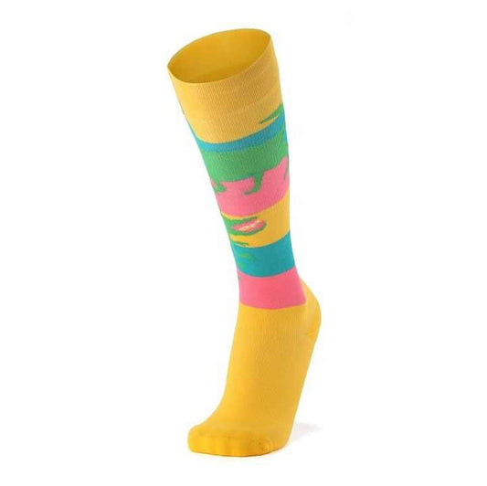 Breathable and Sustainable Knitted Technique for Cute Animal Print Knee High Compression Socks 