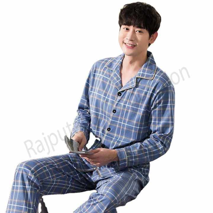 طقم بيجامة رجالي رخيص من القطن . Cheap Men's Cotton Pajama Set